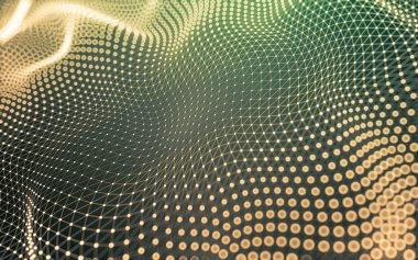 Soyut arkaplan. Çokgen şekilli molekül teknolojisi, noktaları ve çizgileri birleştiriyor. Bağlantı yapısı. Büyük veri görselleştirmesi.