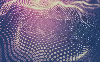 Soyut arkaplan. Çokgen şekilli molekül teknolojisi, noktaları ve çizgileri birleştiriyor. Bağlantı yapısı. Büyük veri görselleştirmesi.