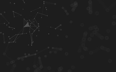 Soyut arkaplan. Çokgen şekilli molekül teknolojisi, noktaları ve çizgileri birleştiriyor. Bağlantı yapısı. Büyük veri görselleştirmesi. 