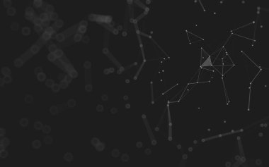 Soyut arkaplan. Çokgen şekilli molekül teknolojisi, noktaları ve çizgileri birleştiriyor. Bağlantı yapısı. Büyük veri görselleştirmesi. 