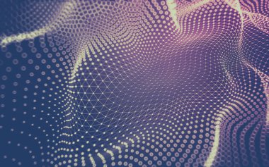 Soyut arkaplan. Çokgen şekilli molekül teknolojisi, noktaları ve çizgileri birleştiriyor. Bağlantı yapısı. Büyük veri görselleştirmesi.