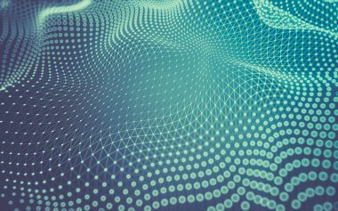 Soyut arkaplan. Çokgen şekilli molekül teknolojisi, noktaları ve çizgileri birleştiriyor. Bağlantı yapısı. Büyük veri görselleştirmesi.