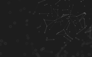 Soyut arkaplan. Çokgen şekilli molekül teknolojisi, noktaları ve çizgileri birleştiriyor. Bağlantı yapısı. Büyük veri görselleştirmesi. 