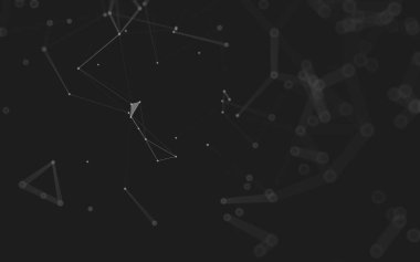 Soyut arkaplan. Çokgen şekilli molekül teknolojisi, noktaları ve çizgileri birleştiriyor. Bağlantı yapısı. Büyük veri görselleştirmesi. 