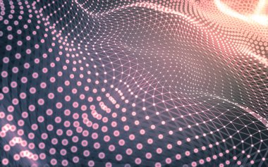 Soyut arkaplan. Çokgen şekilli molekül teknolojisi, noktaları ve çizgileri birleştiriyor. Bağlantı yapısı. Büyük veri görselleştirmesi.