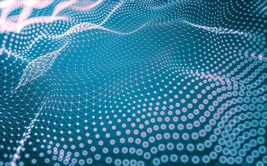 Soyut arkaplan. Çokgen şekilli molekül teknolojisi, noktaları ve çizgileri birleştiriyor. Bağlantı yapısı. Büyük veri görselleştirmesi.