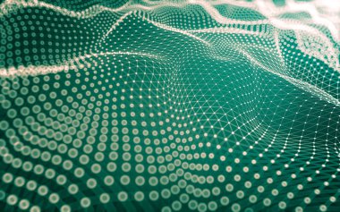 Soyut arkaplan. Çokgen şekilli molekül teknolojisi, noktaları ve çizgileri birleştiriyor. Bağlantı yapısı. Büyük veri görselleştirmesi.