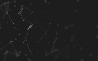 Soyut arkaplan. Çokgen şekilli molekül teknolojisi, noktaları ve çizgileri birleştiriyor. Bağlantı yapısı. Büyük veri görselleştirmesi. 