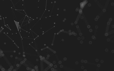 Soyut arkaplan. Çokgen şekilli molekül teknolojisi, noktaları ve çizgileri birleştiriyor. Bağlantı yapısı. Büyük veri görselleştirmesi. 