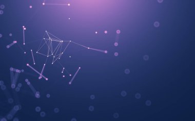 Soyut arkaplan. Çokgen şekilli molekül teknolojisi, noktaları ve çizgileri birleştiriyor. Bağlantı yapısı. Büyük veri görselleştirmesi.