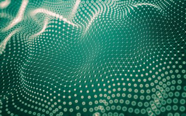 Soyut arkaplan. Çokgen şekilli molekül teknolojisi, noktaları ve çizgileri birleştiriyor. Bağlantı yapısı. Büyük veri görselleştirmesi.