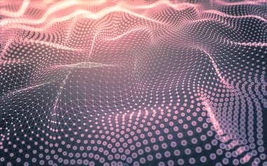 Soyut arkaplan. Çokgen şekilli molekül teknolojisi, noktaları ve çizgileri birleştiriyor. Bağlantı yapısı. Büyük veri görselleştirmesi.