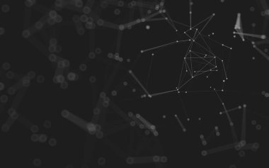 Soyut arkaplan. Çokgen şekilli molekül teknolojisi, noktaları ve çizgileri birleştiriyor. Bağlantı yapısı. Büyük veri görselleştirmesi. 