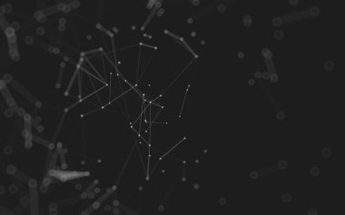 Soyut arkaplan. Çokgen şekilli molekül teknolojisi, noktaları ve çizgileri birleştiriyor. Bağlantı yapısı. Büyük veri görselleştirmesi. 