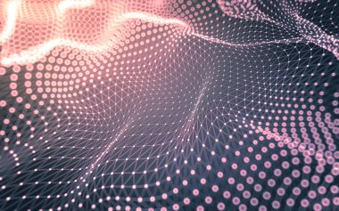 Soyut arkaplan. Çokgen şekilli molekül teknolojisi, noktaları ve çizgileri birleştiriyor. Bağlantı yapısı. Büyük veri görselleştirmesi.