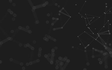 Soyut arkaplan. Çokgen şekilli molekül teknolojisi, noktaları ve çizgileri birleştiriyor. Bağlantı yapısı. Büyük veri görselleştirmesi. 