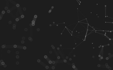 Soyut arkaplan. Çokgen şekilli molekül teknolojisi, noktaları ve çizgileri birleştiriyor. Bağlantı yapısı. Büyük veri görselleştirmesi. 