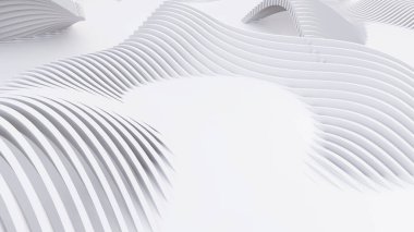 Soyut Eğri Şekiller. Beyaz Dairesel Arkaplan. Soyut arkaplan. 3d illüstrasyon