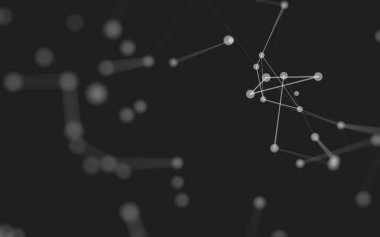 3d soyut arkaplan. Çokgen şekilli molekül teknolojisi, noktaları ve çizgileri birleştiriyor. Bağlantı yapısı. Büyük veri görselleştirmesi. 3d arkaplan. 