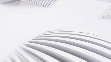 Soyut Eğri Şekiller. Beyaz Dairesel Arkaplan. Soyut arkaplan. 3d illüstrasyon