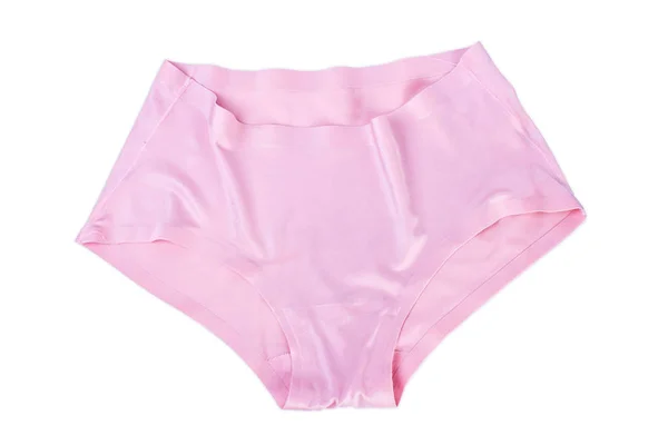Celana dalam satin merah muda pada latar belakang putih — Stok Foto