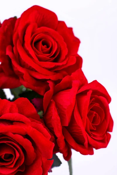 Bouquet Artificial Red Roses White Background Royalty Free Stock Images