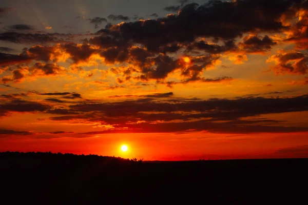 Sunset Valley Beautiful Clouds Sun — Stock Photo, Image