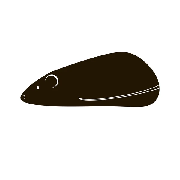 Mouse Icon Realistic Black Silhouette — Stock Vector