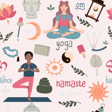 Kusursuz elle çizilmiş yoga elementleri