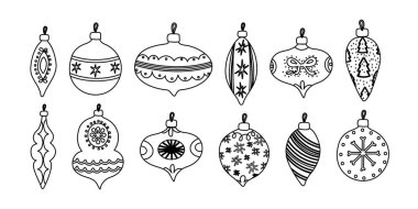 Taslak Noel süsleri, mücevherler, dekoratif süsler.