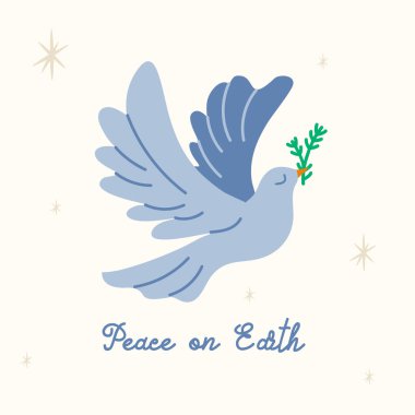 Christmas dove greeting card with peace on earth holiday message