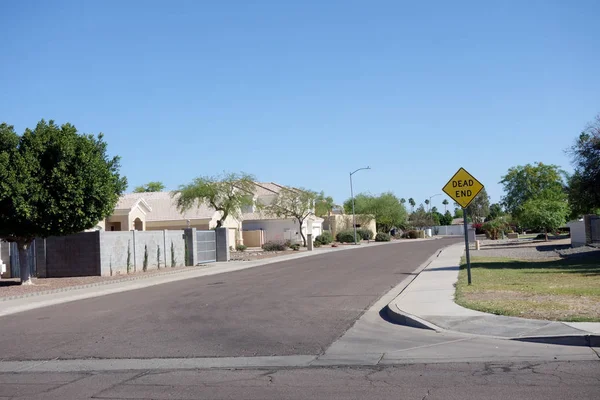 North Phoenix Residential Community Street Closed Its Far End Arizona — Stock Photo, Image