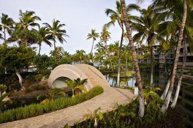 Tropikal Resort geçit ve köprü Hawaii Kona Adası