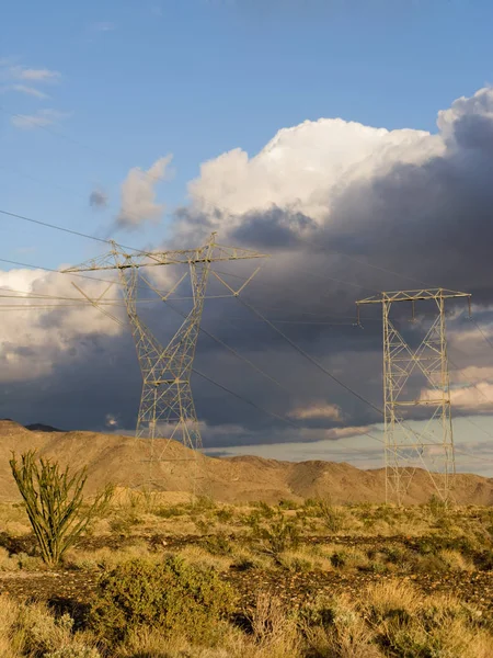 California Electric Power Lines Mountain Desert Chiriaco Summit — Stock Photo, Image