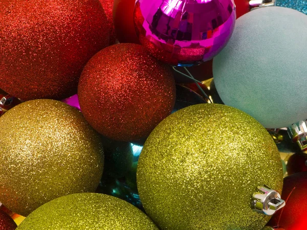 Bright Sparkling Christmas Balls Close Background — Stock Photo, Image