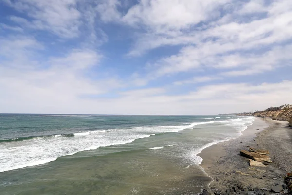 Azure Pacific Ocean Waters Rock Cliffs Solana Beach — Foto de Stock