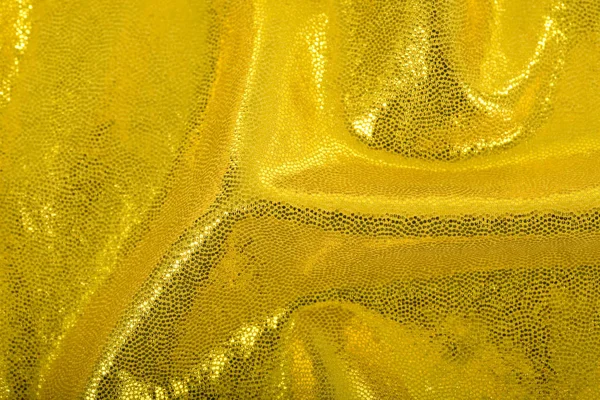 Primer Plano Del Spandex Amarillo Dorado Con Textura Lentejuelas — Foto de Stock