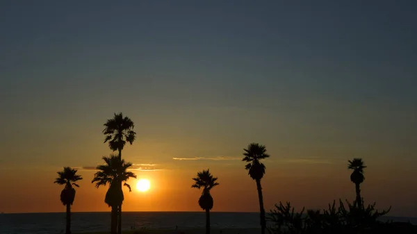 Mandalay Beach Ragyogó Sárga Vörös Naplemente Fény Oxnard California — Stock Fotó