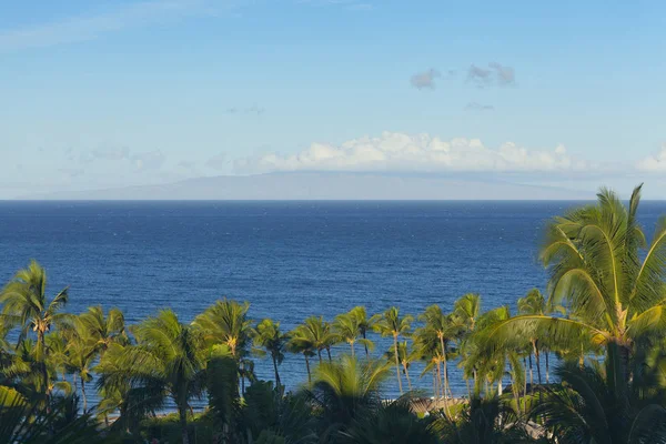 Odległe Wyspy Lanai Widziana Wailea Wybrzeżu Maui Hawaje — Zdjęcie stockowe