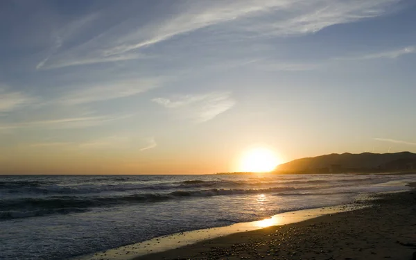 Colorata Ora Del Tramonto Sulla Spiaggia Oceanica Vuota Ventura California — Foto Stock