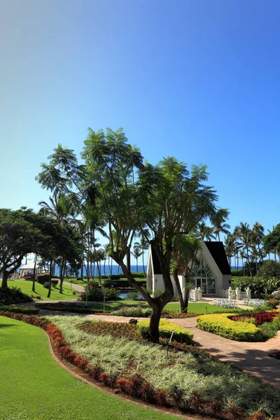 Aranyos Kis Esküvői Kápolna Bujkál Árnyékban Wailea Beach Maui Hawaii — Stock Fotó