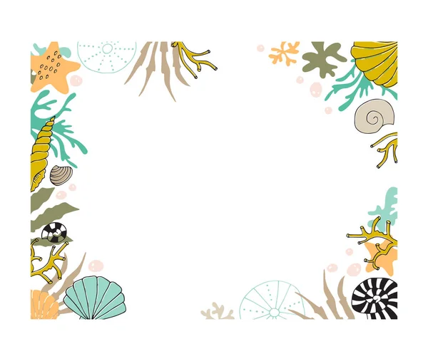 Vector floral zeewier frame — Stockvector