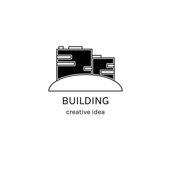 ベクトルの細い線のアイコン、建設のロゴのテンプレート図. — ストックベクタ