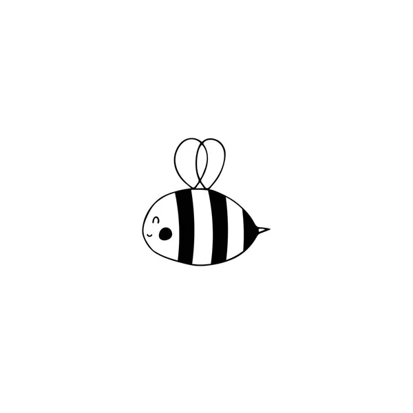 Oggetto disegnato a mano vettoriale, silhouette d'ape. Elemento logo — Vettoriale Stock