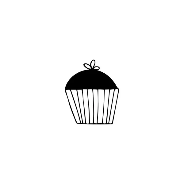 Vector hand ritat objekt, cupcake siluett. Logotyp-element — Stock vektor