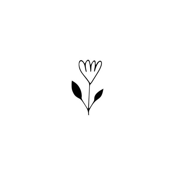 Objeto desenhado à mão vetorial, silhueta de flores. Elemento logotipo — Vetor de Stock