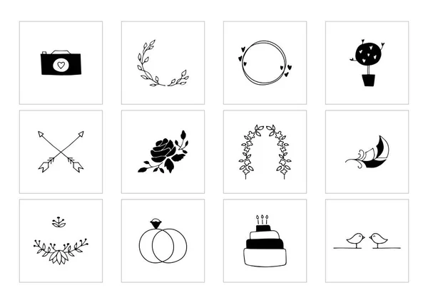 Романтический и свадебный клипарт, женские элементы логотипа . — стоковый вектор