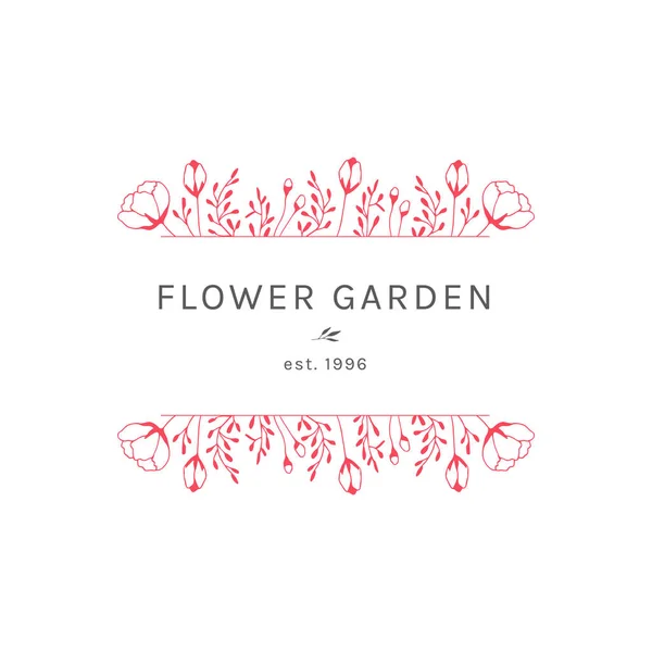 Vektör çiçek el çekilmiş logo şablonu zarif ve minimal tarzda. — Stok Vektör
