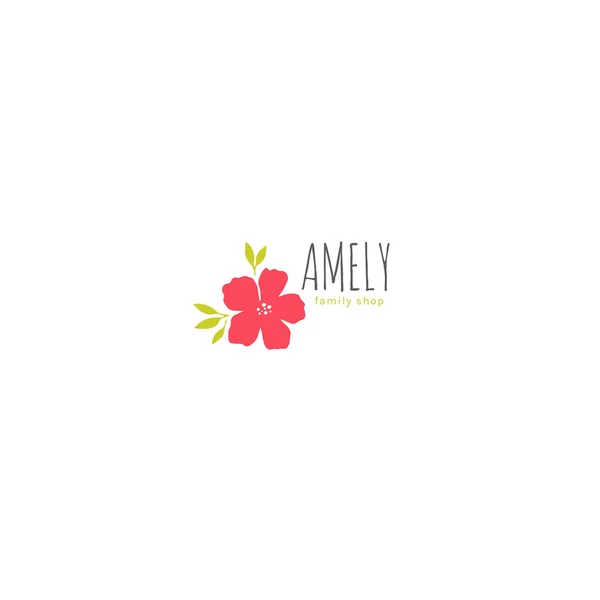 Plantilla de logotipo dibujado a mano floral vectorial en estilo elegante y minimalista . — Vector de stock