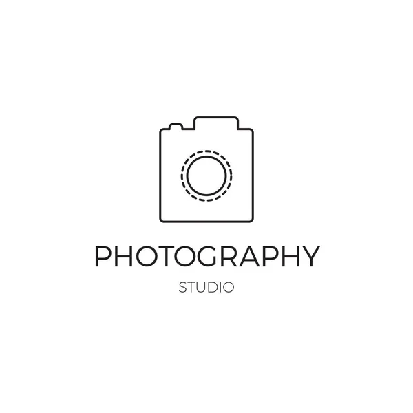 Icono de línea delgada vectorial, silueta de cámara. Plantilla Logo . — Vector de stock